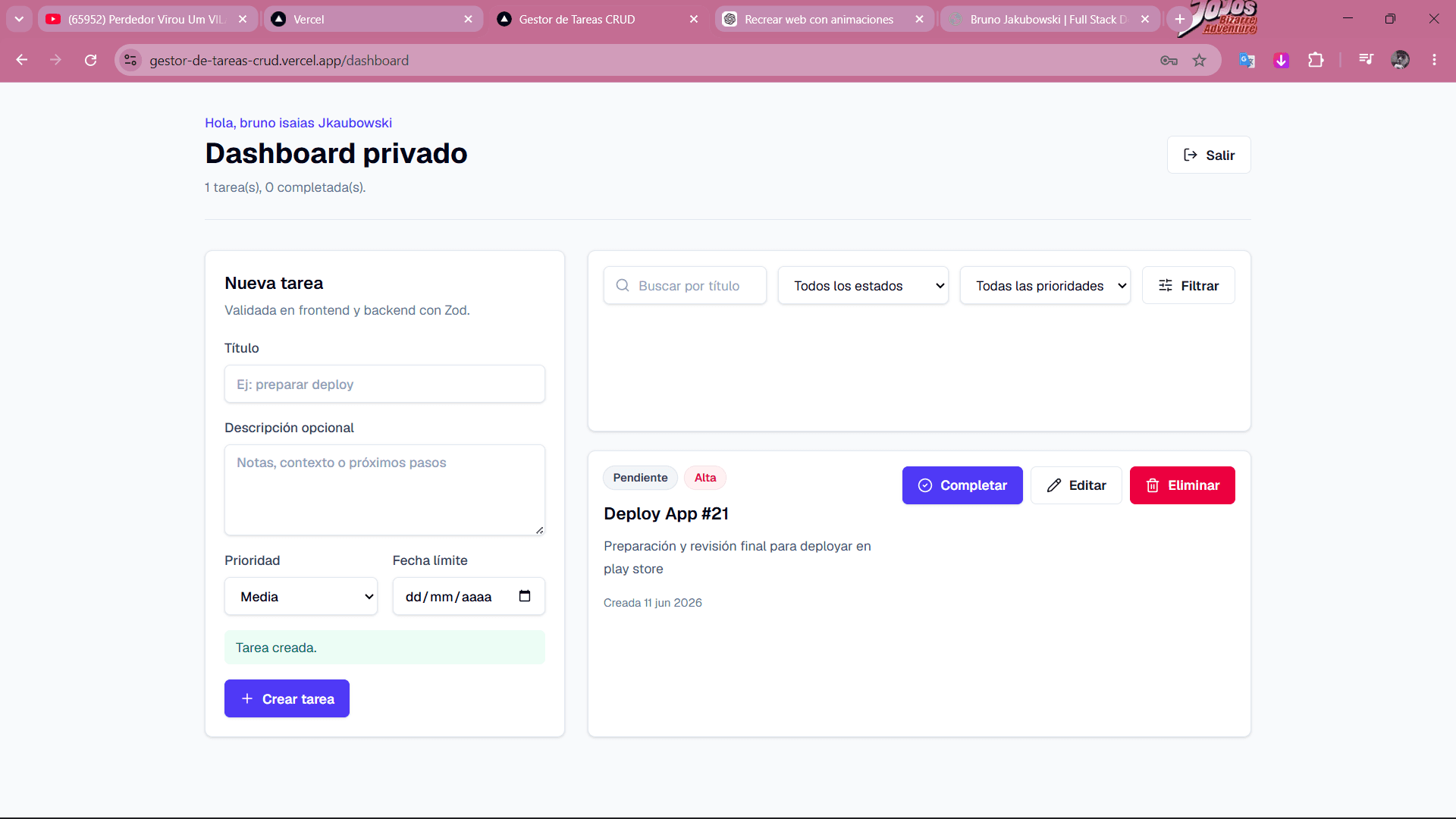 Imagen de Gestor de Tareas CRUD
